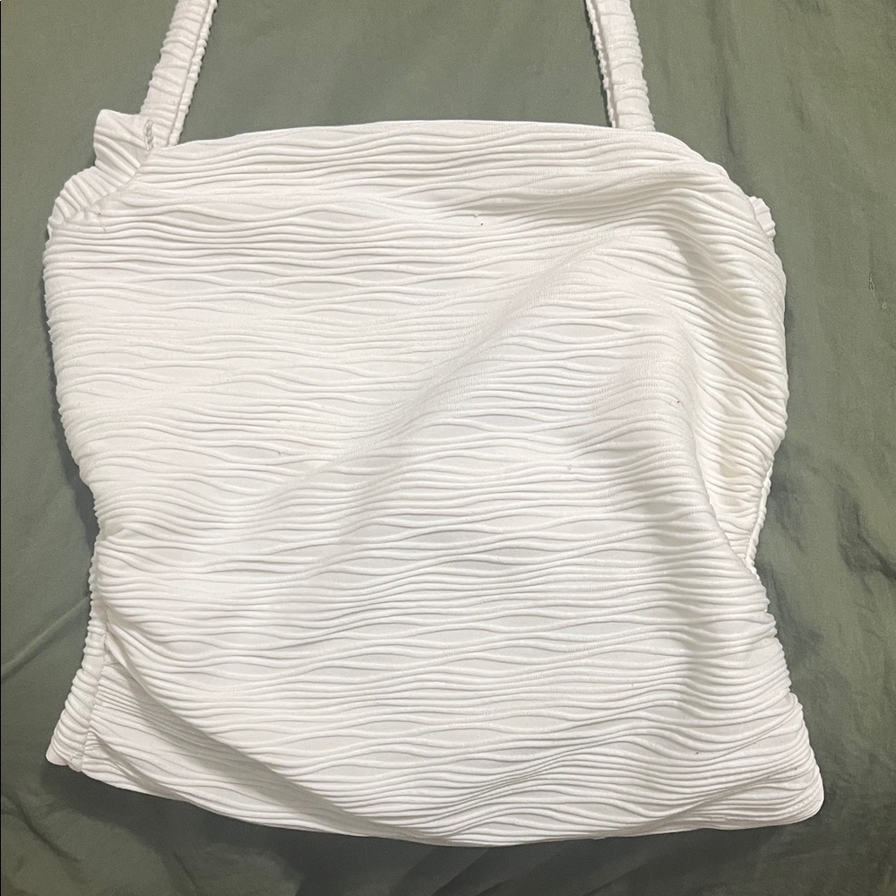 White Textured Halter Top